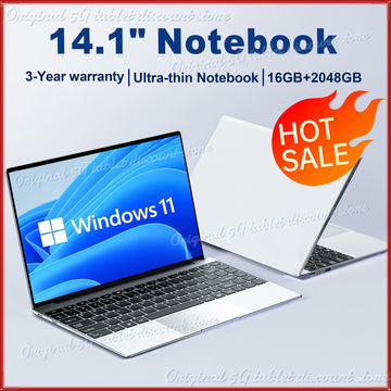 14.1" Ultra Slim Laptop 16GB RAM 2TB SSD Intel N3700 Notebook Gamer 1920*1080 Display Office Study Computer PC Windows 11 Pro