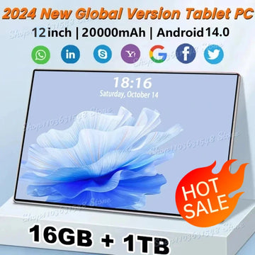 2024 New 5G Tablet P70 Android 14.0 20000 mAh 12 inch Global Version 16GB 1TB Dual SIM 10 Core Wifi Bluetooth Tablet PC Network